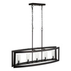 Lustre rectangulaire en verre vintage à 5 lumières pour îlot de cuisine industriel moderne du milieu du siècle
