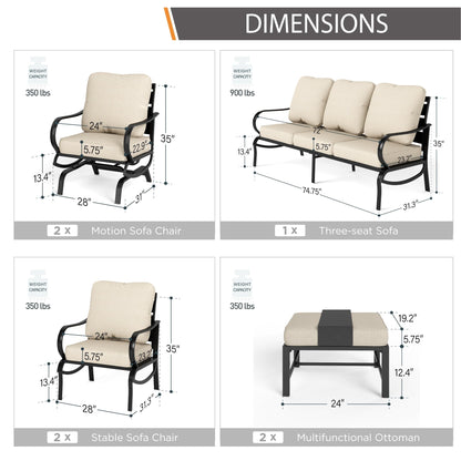 Ensemble de salon de jardin MAISON ARTS 5/7/9 places, canapé d'extérieur avec fauteuils simples, canapé 3 places, pouf et table basse