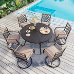 Ensemble de salle à manger de patio MAISON ARTS 5/7 pièces, 1 table en métal et 4/6 chaises pivotantes en métal