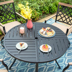 Ensemble de salle à manger de patio MAISON ARTS 5/7 pièces, 1 table en métal et 4/6 chaises pivotantes en métal