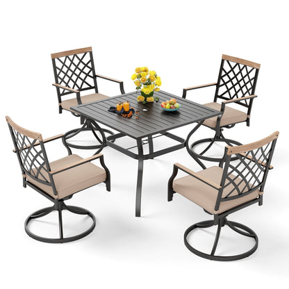 Ensemble de salle à manger de patio MAISON ARTS 5/7 pièces, 1 table en métal et 4/6 chaises pivotantes en métal