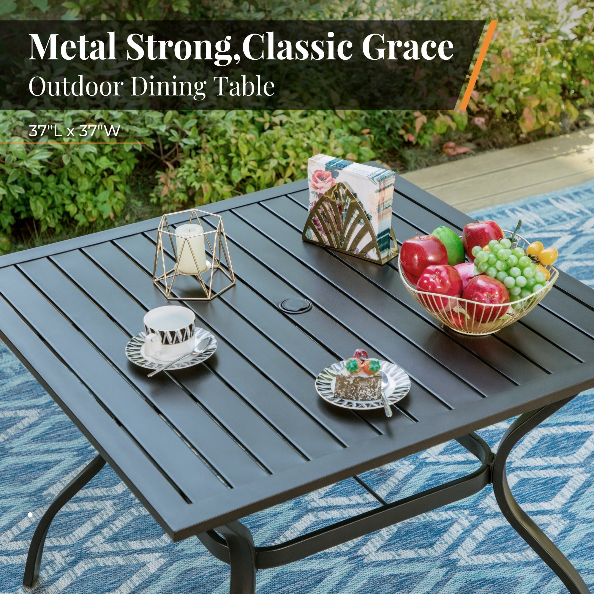 MAISON ARTS 5/7-piece Patio Dining Set, 4/6 Rattan Swivel Chairs with Cushion and 1 Metal Table with Umbrella Hole