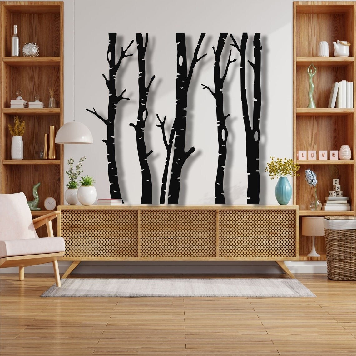 5 décorations murales en métal en forme d'arbre sec pour la maison et l'extérieur