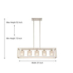 Lustre rectangulaire en cristal moderne de style milieu du siècle à 5 lumières de 37 pouces pour salle à manger - 37 pouces