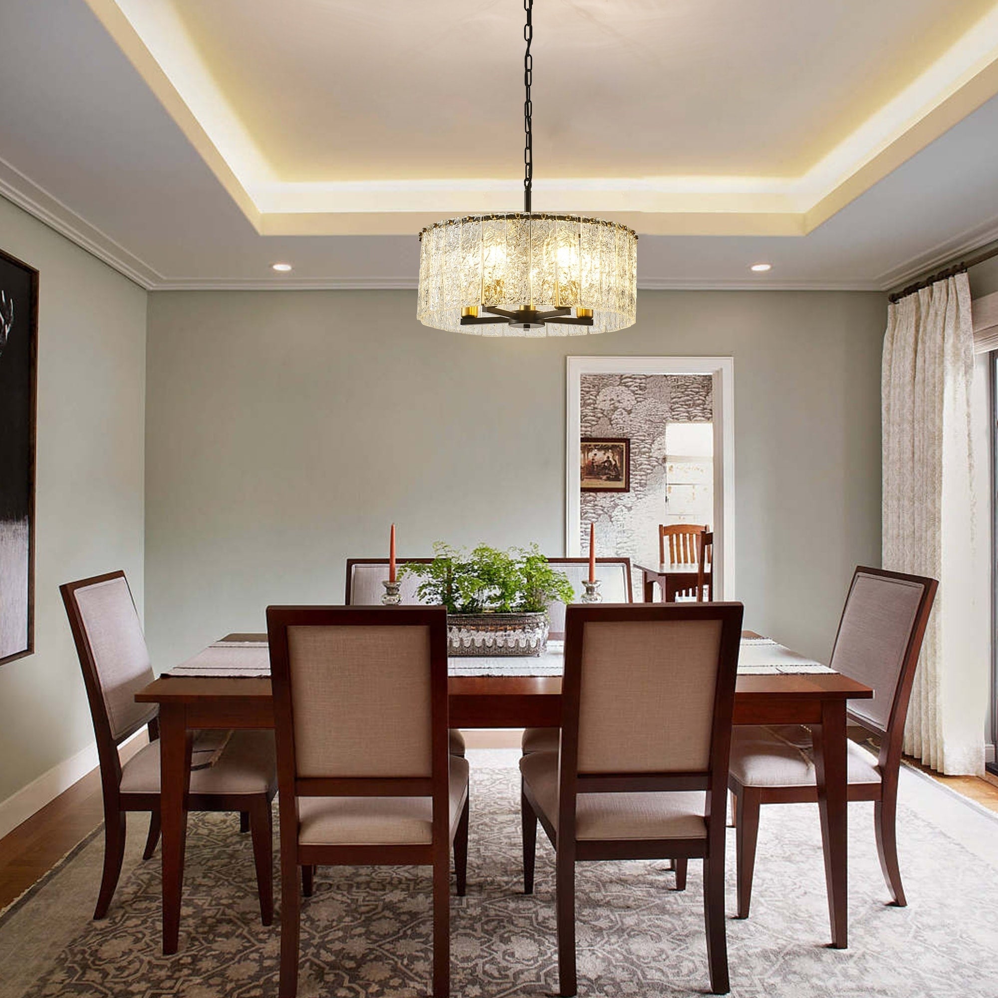 Lustre rond moderne à 5 lumières, semi-encastré classique, luminaire suspendu pour îlot de cuisine et salle à manger