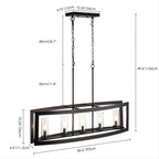 Lustre rectangulaire en verre vintage à 5 lumières pour îlot de cuisine industriel moderne du milieu du siècle