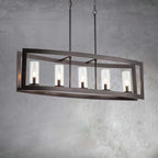 Lustre rectangulaire en verre vintage à 5 lumières pour îlot de cuisine industriel moderne du milieu du siècle