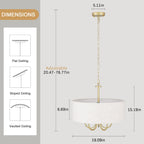 Plafonnier semi-encastré moderne à 5 lumières pour salle à manger, chambre à coucher, salon - N/A