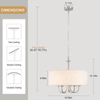Plafonnier semi-encastré moderne à 5 lumières pour salle à manger, chambre à coucher, salon - N/A