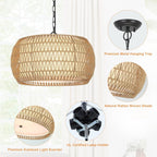 Lustre de ferme en rotin à 5 lumières
