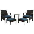 Ensemble de conversation de patio 5 pièces avec coussins, table basse et pouf