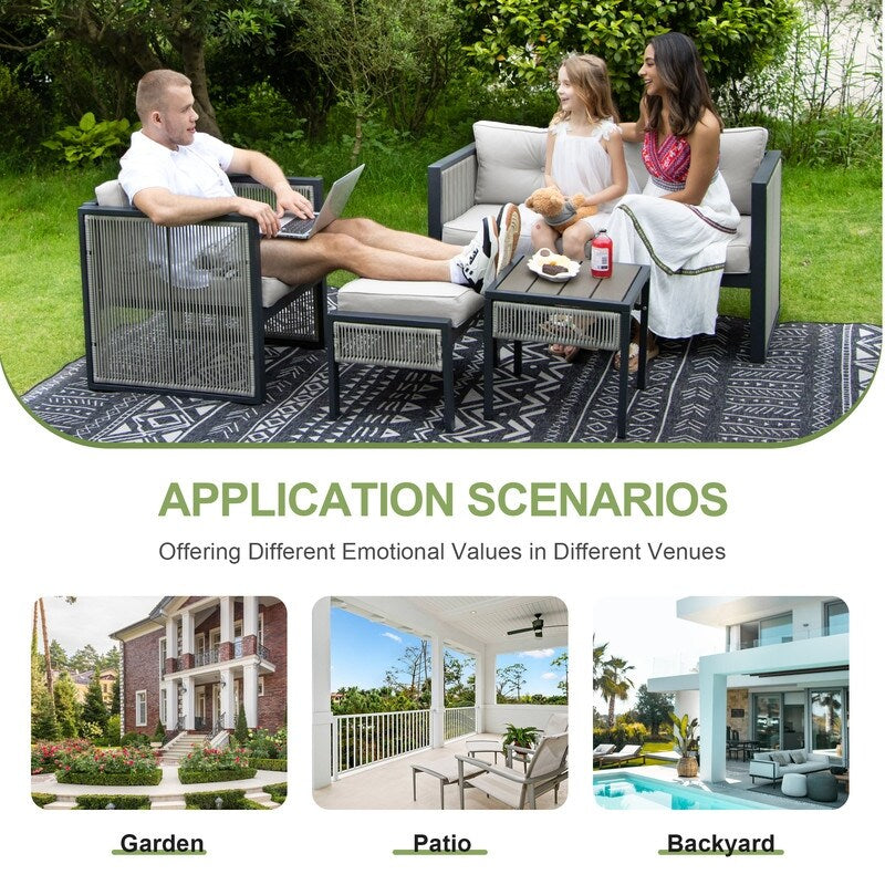 Ensemble de canapés sectionnels FINCATI 5 pièces pour meubles de patio et d'extérieur