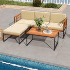 Ensemble de meubles de patio 5 pièces en bois d'acacia avec coussins