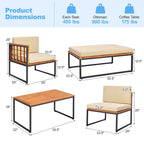 Ensemble de meubles de patio 5 pièces en bois d'acacia avec coussins