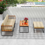 Ensemble de meubles de patio 5 pièces en bois d'acacia avec coussins