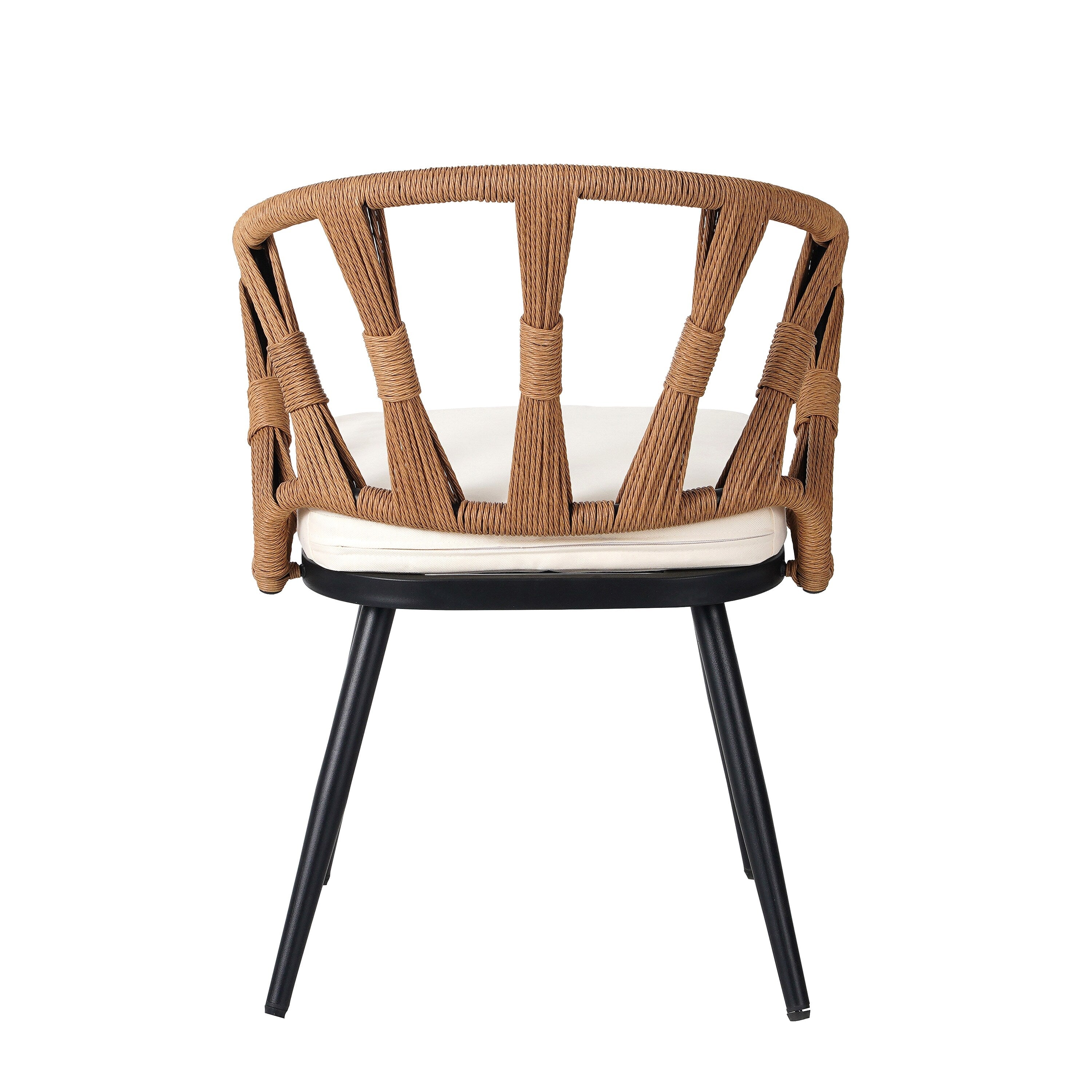 Ensemble table et chaises de jardin 5 pièces, avec chaises en rotin synthétique et table rectangulaire en bois