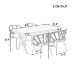 Ensemble table et chaises de jardin 5 pièces, avec chaises en rotin synthétique et table rectangulaire en bois