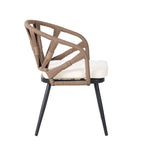 Ensemble table et chaises de jardin 5 pièces, avec chaises en rotin synthétique et table rectangulaire en bois