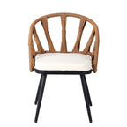Ensemble table et chaises de jardin 5 pièces, avec chaises en rotin synthétique et table rectangulaire en bois