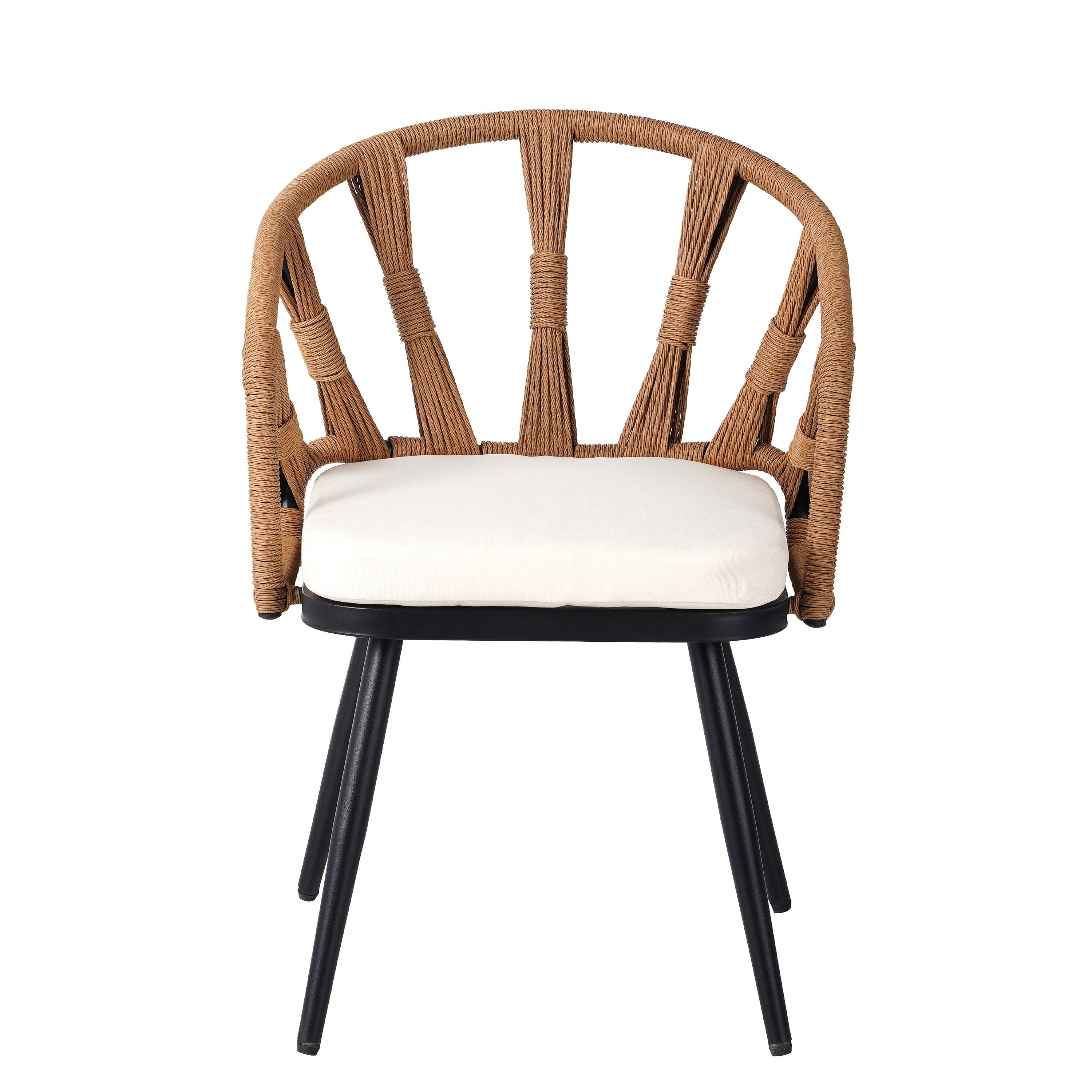 Ensemble table et chaises de jardin 5 pièces, avec chaises en rotin synthétique et table rectangulaire en bois
