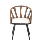 Ensemble table et chaises de jardin 5 pièces, avec chaises en rotin synthétique et table rectangulaire en bois