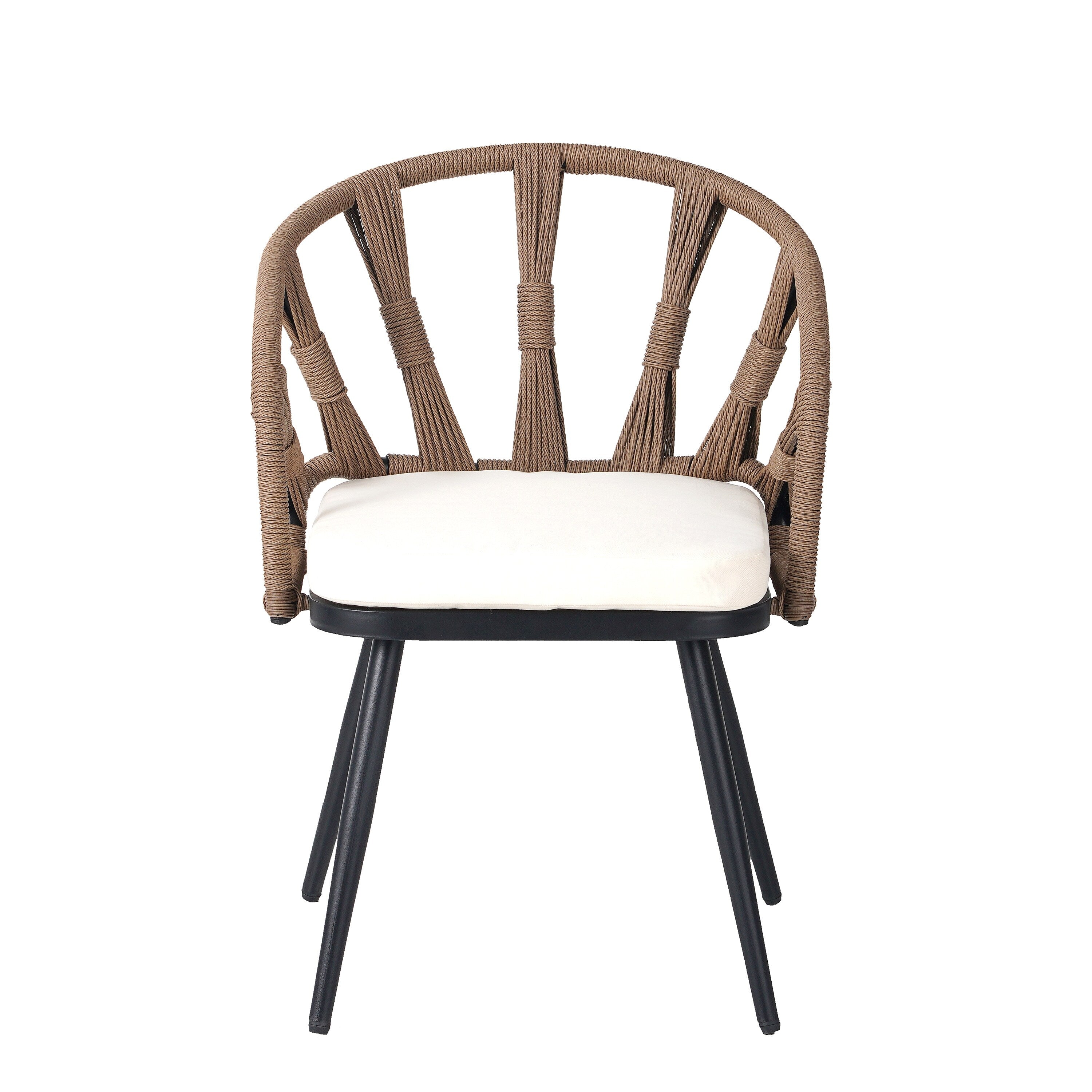 Ensemble table et chaises de jardin 5 pièces, avec chaises en rotin synthétique et table rectangulaire en bois