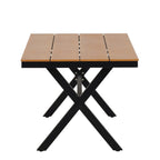 Ensemble table et chaises de jardin 5 pièces, avec chaises en rotin synthétique et table rectangulaire en bois