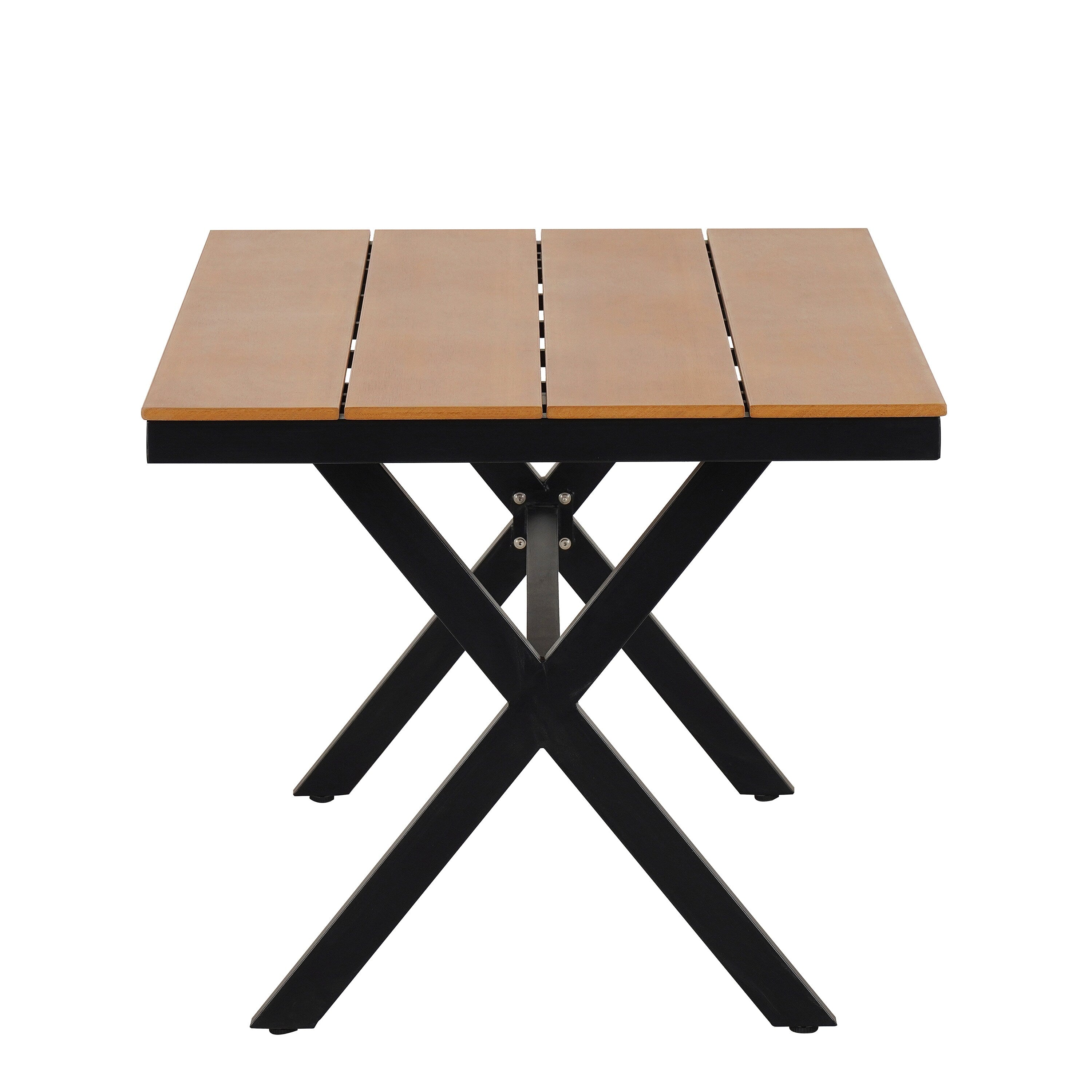 Ensemble table et chaises de jardin 5 pièces, avec chaises en rotin synthétique et table rectangulaire en bois