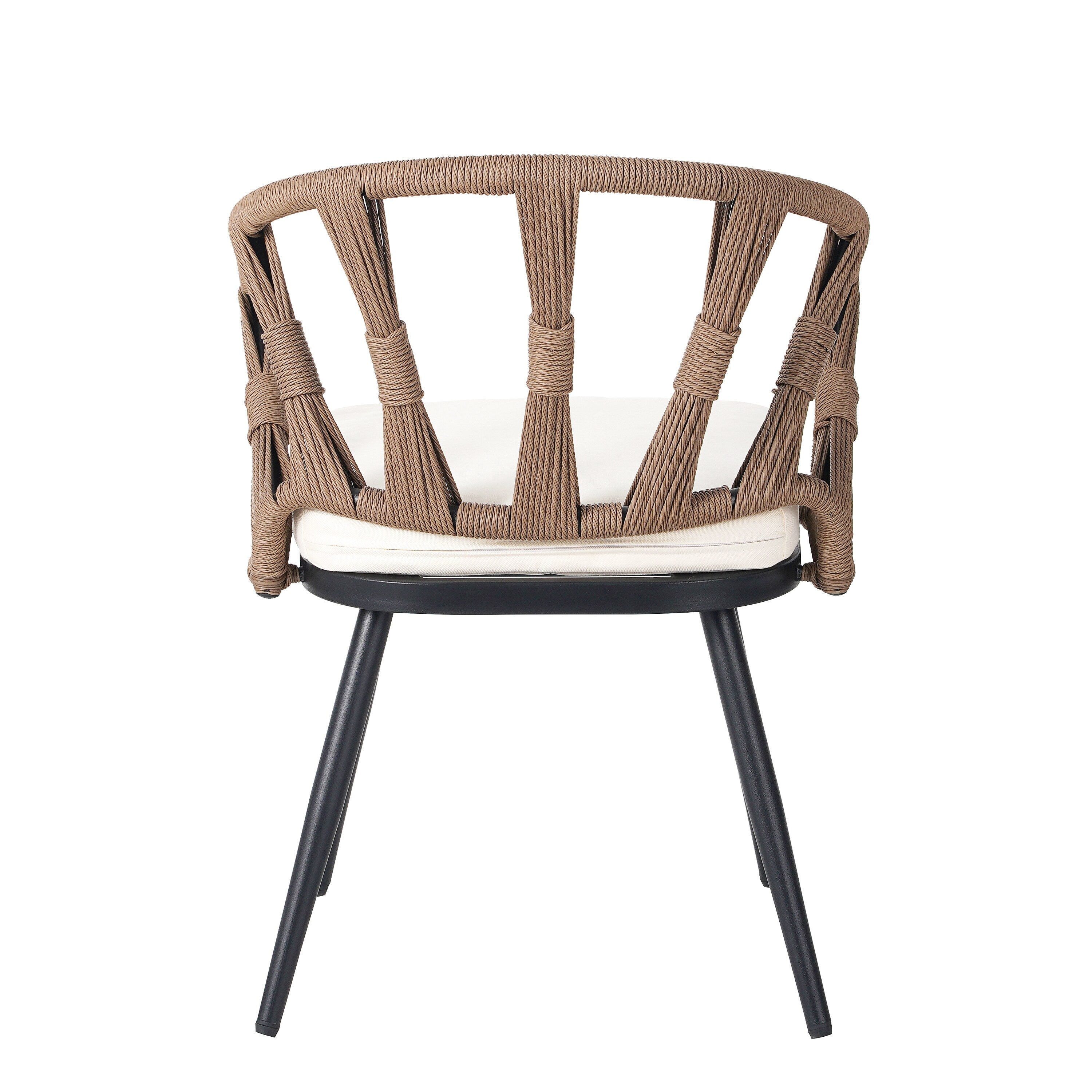 Ensemble table et chaises de jardin 5 pièces, avec chaises en rotin synthétique et table rectangulaire en bois