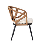 Ensemble table et chaises de jardin 5 pièces, avec chaises en rotin synthétique et table rectangulaire en bois
