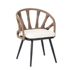 Ensemble table et chaises de jardin 5 pièces, avec chaises en rotin synthétique et table rectangulaire en bois
