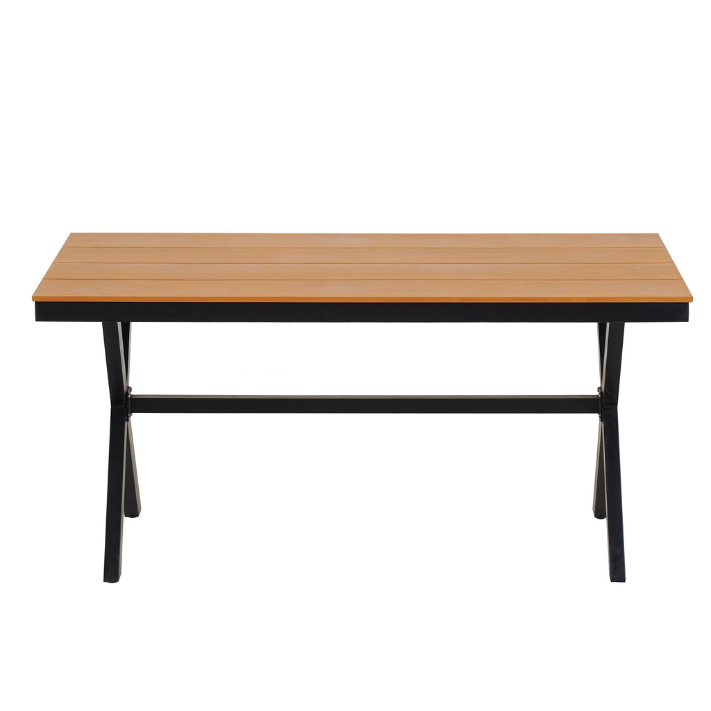 Ensemble table et chaises de jardin 5 pièces, avec chaises en rotin synthétique et table rectangulaire en bois