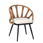 Ensemble table et chaises de jardin 5 pièces, avec chaises en rotin synthétique et table rectangulaire en bois