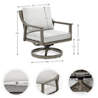 Ensemble de salon de jardin en aluminium pour 5 personnes avec chaises pivotantes, table basse et coussins