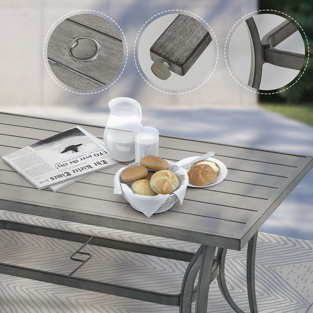 Ensemble de salle à manger de patio en aluminium 5 pièces avec 2 chaises pivotantes et 2 chaises de salle à manger et coussins lavables