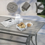 Ensemble de salle à manger de patio en aluminium 5 pièces avec 2 chaises pivotantes et 2 chaises de salle à manger et coussins lavables