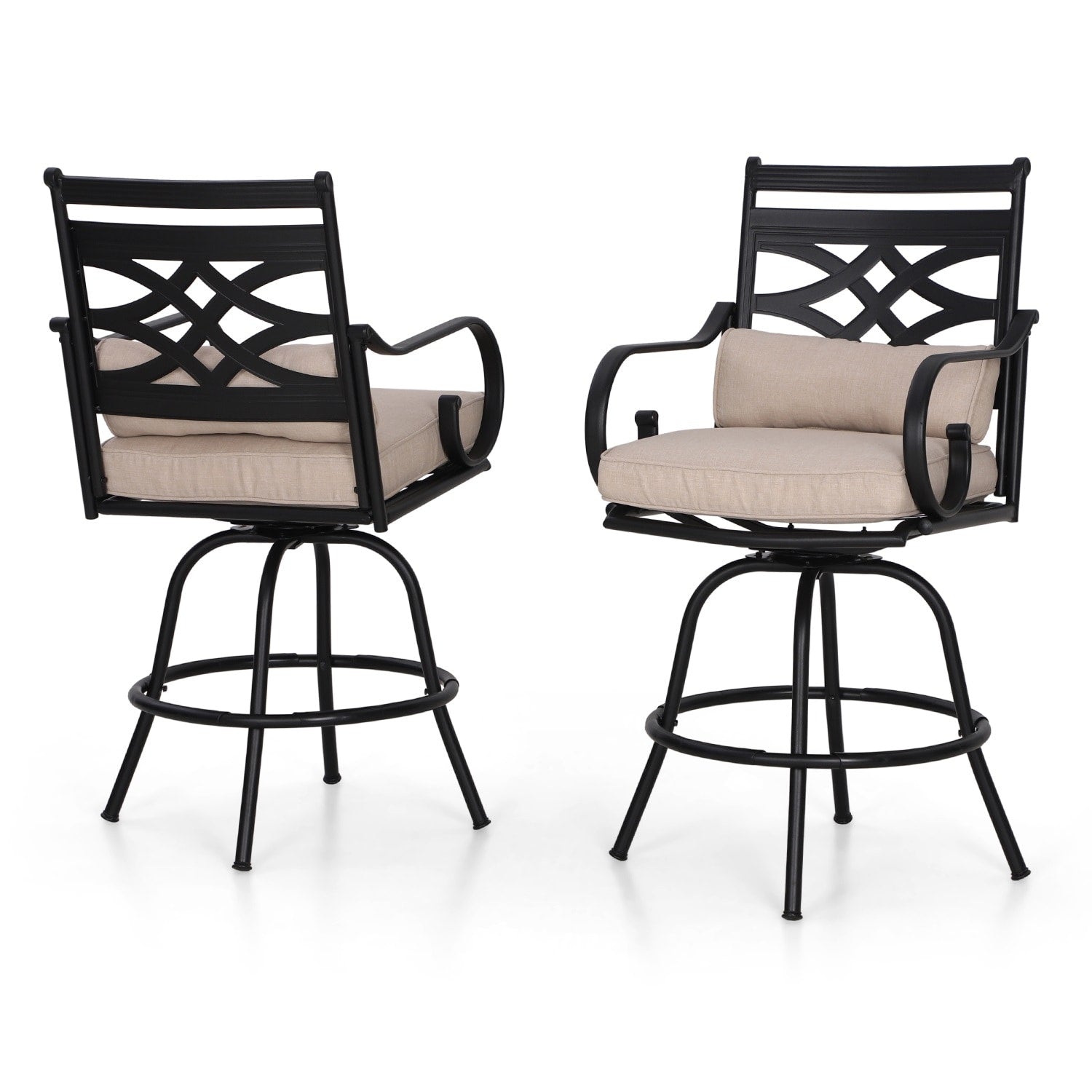 Ensemble de salle à manger de 5 pièces, 4 chaises de bar pivotantes en rotin ou 4 chaises de bar pivotantes en métal et 1 table de bar rectangulaire en métal