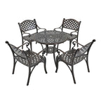 Ensemble de salle à manger de patio en aluminium moulé 5 pièces