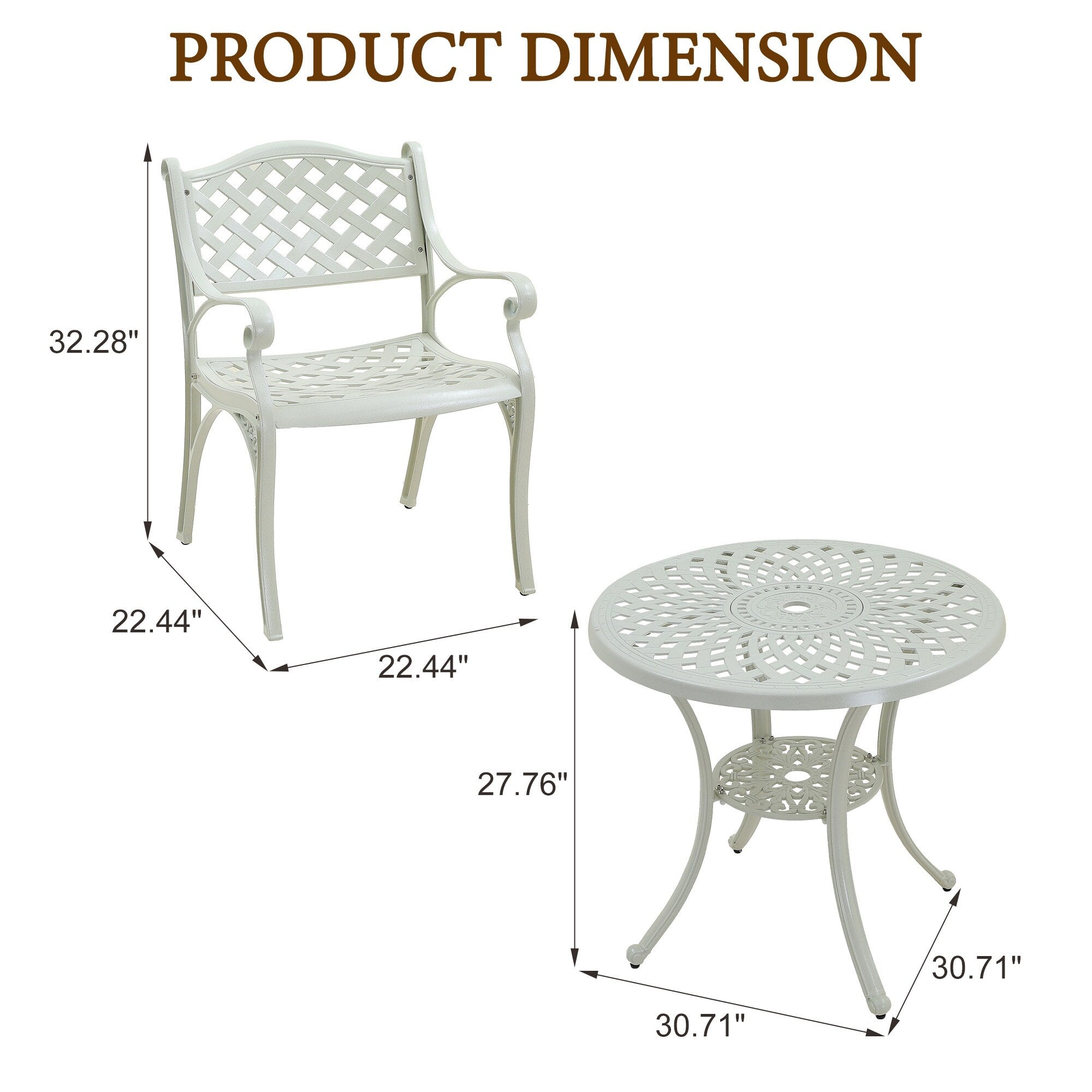 Ensemble de salle à manger de patio en aluminium moulé 5 pièces