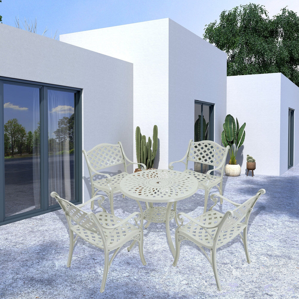 Ensemble de salle à manger de patio en aluminium moulé 5 pièces