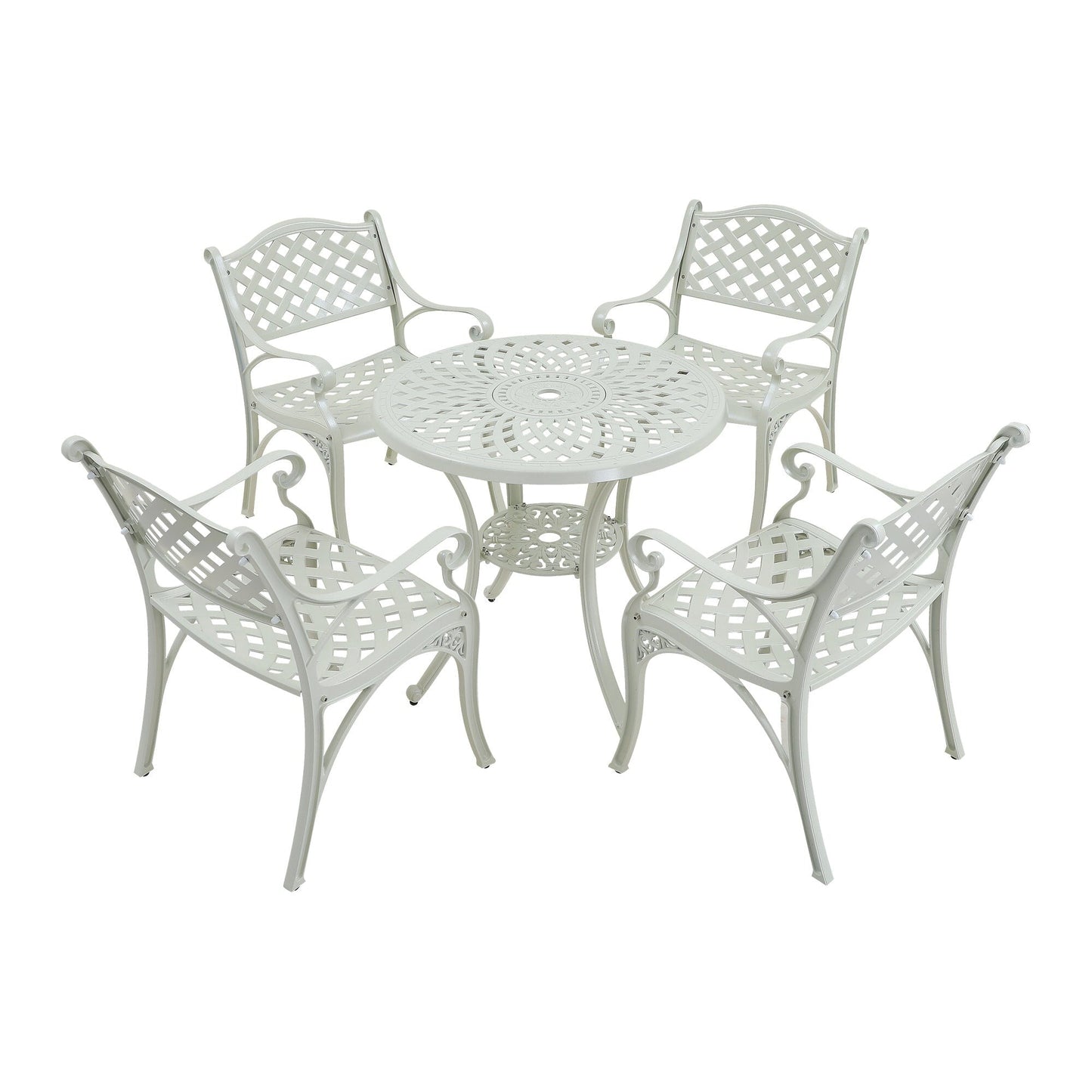 Ensemble de salle à manger de patio en aluminium moulé 5 pièces