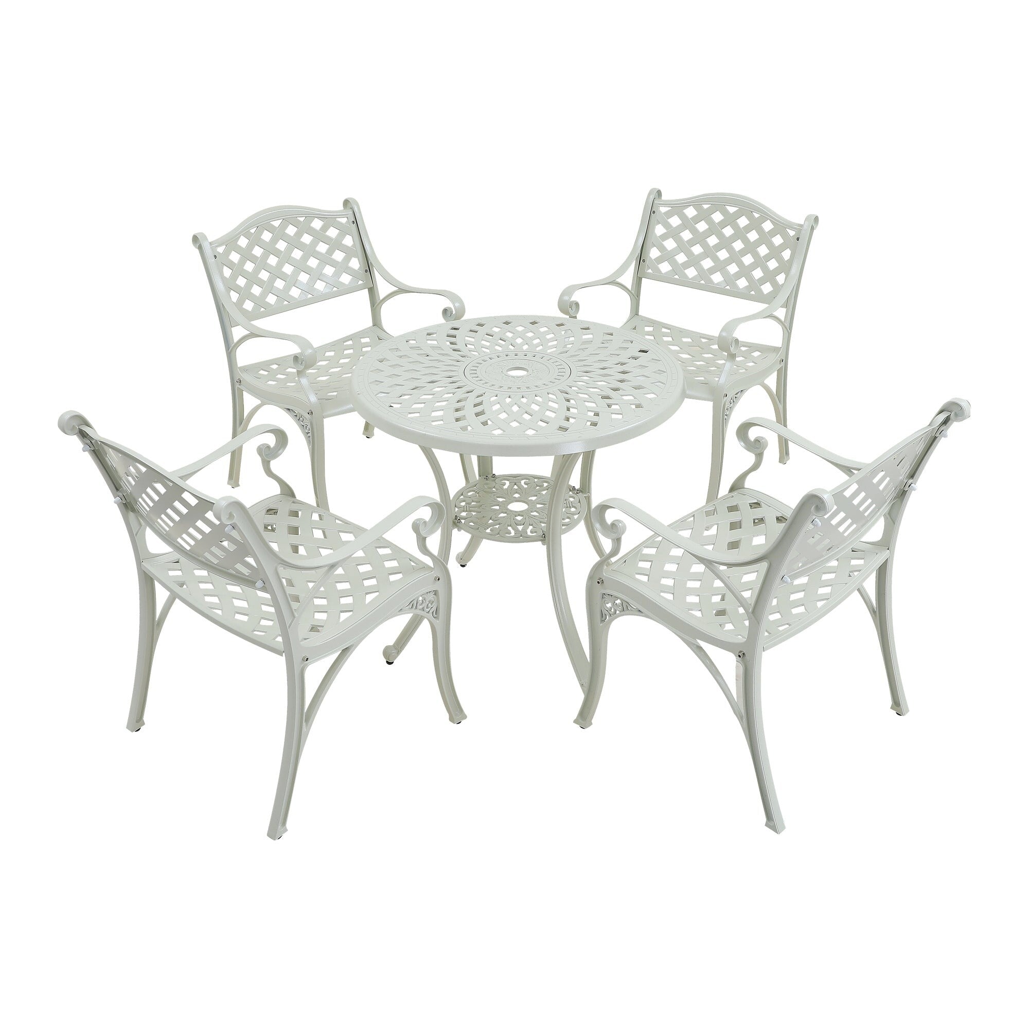Ensemble de salle à manger de patio en aluminium moulé 5 pièces