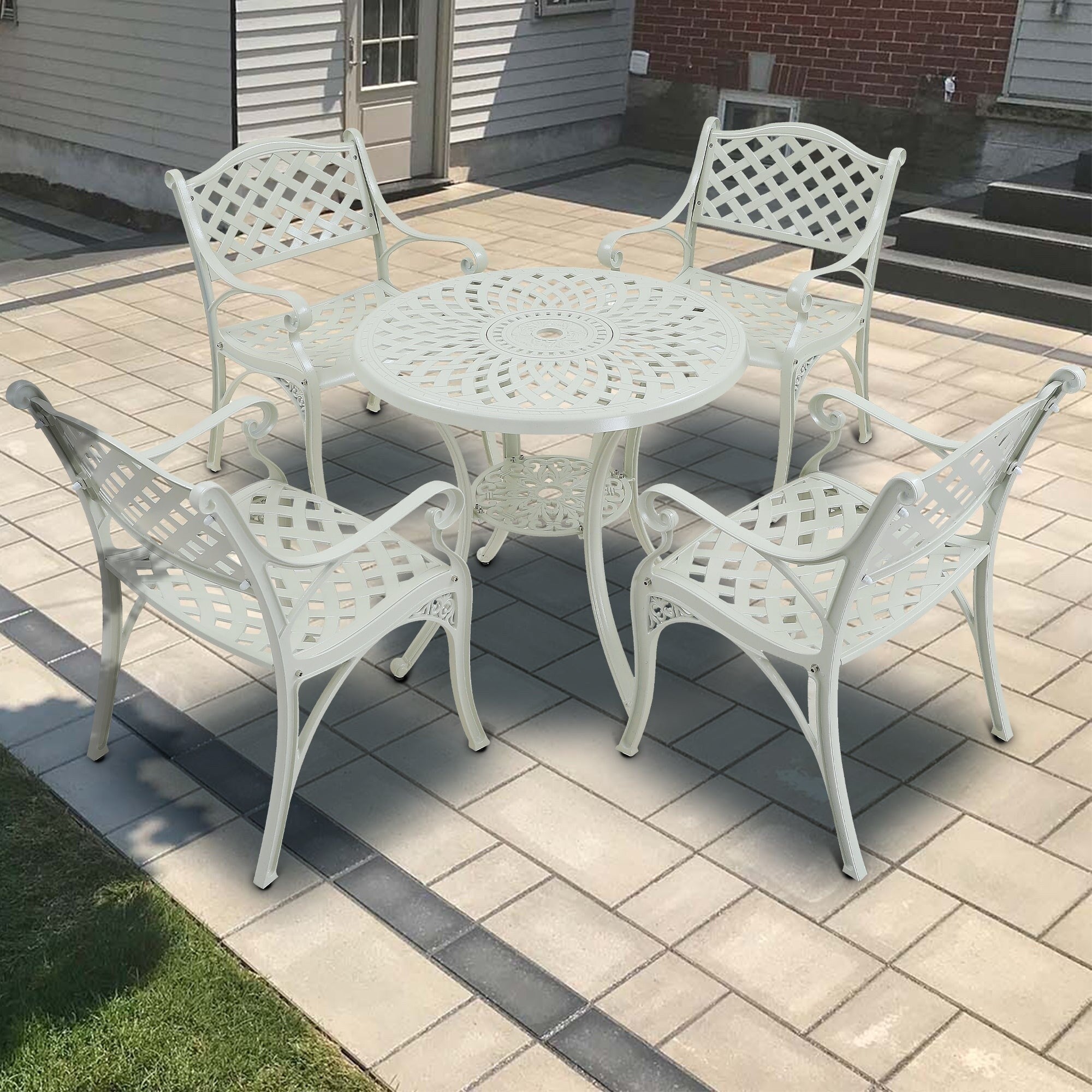 Ensemble de salle à manger de patio en aluminium moulé 5 pièces