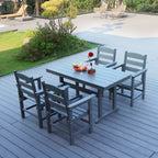 Ensemble de salle à manger de jardin 5 pièces en PEHD, ensemble de meubles de salle à manger d'extérieur avec 4 chaises, table et chaises de jardin