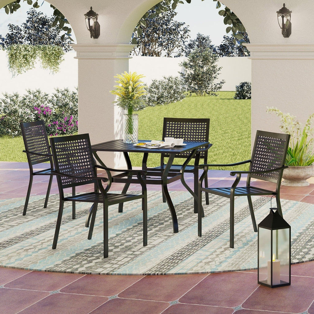 Ensemble de salle à manger de patio en métal 5 pièces avec revêtement électronique
