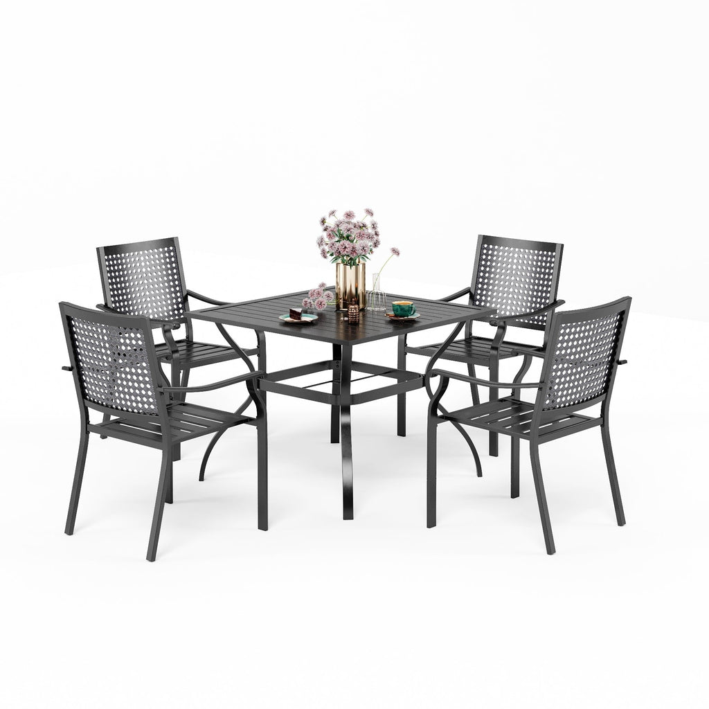 Ensemble de salle à manger de patio en métal 5 pièces avec revêtement électronique