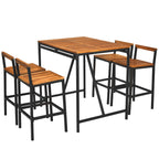 Ensemble de table de bar d'extérieur 5 pièces en bois d'acacia, ensemble de salle à manger de hauteur bar