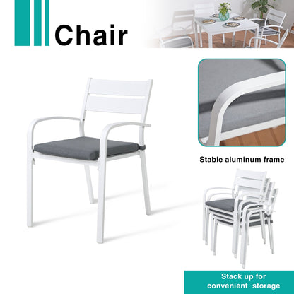 Ensemble de salle à manger d'extérieur en aluminium 5 pièces