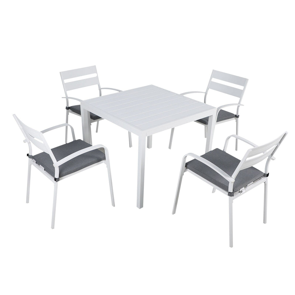 Ensemble de salle à manger d'extérieur en aluminium 5 pièces