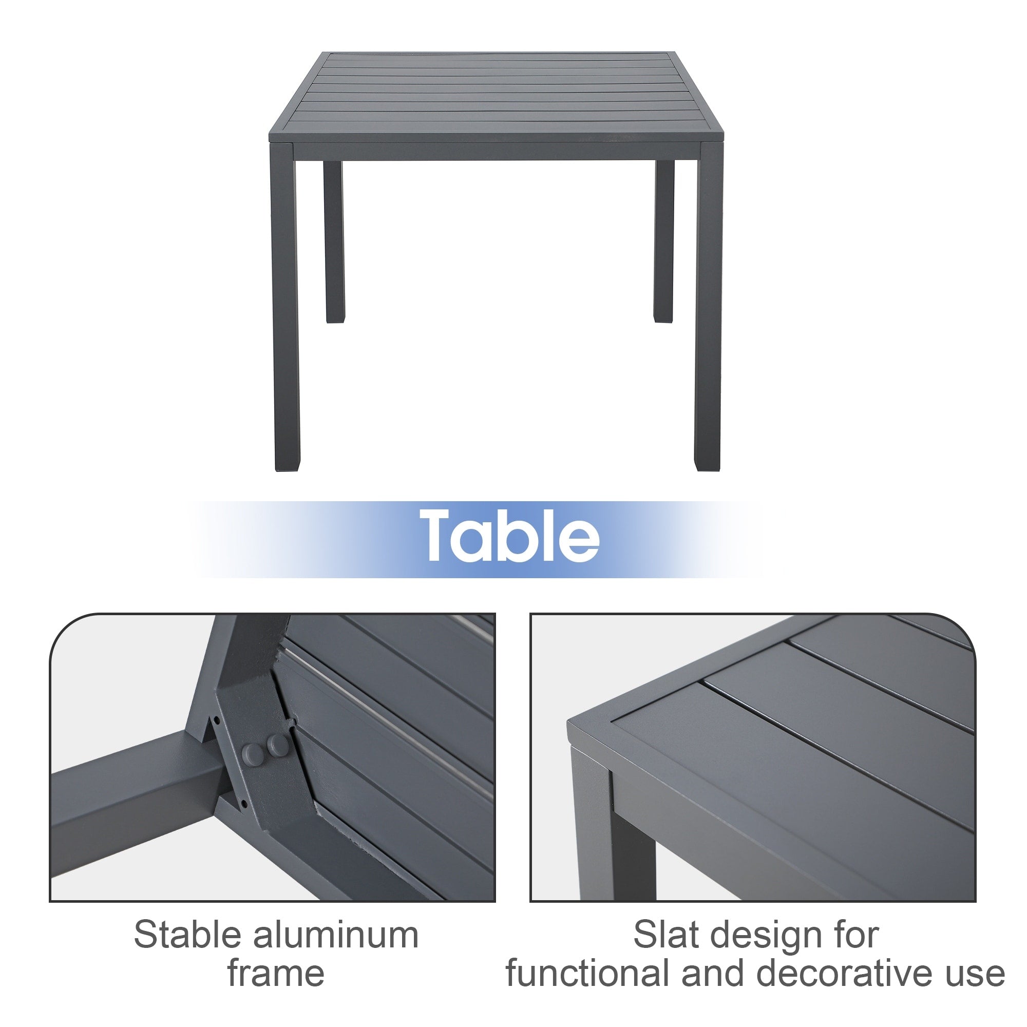 Ensemble de salle à manger d'extérieur en aluminium 5 pièces